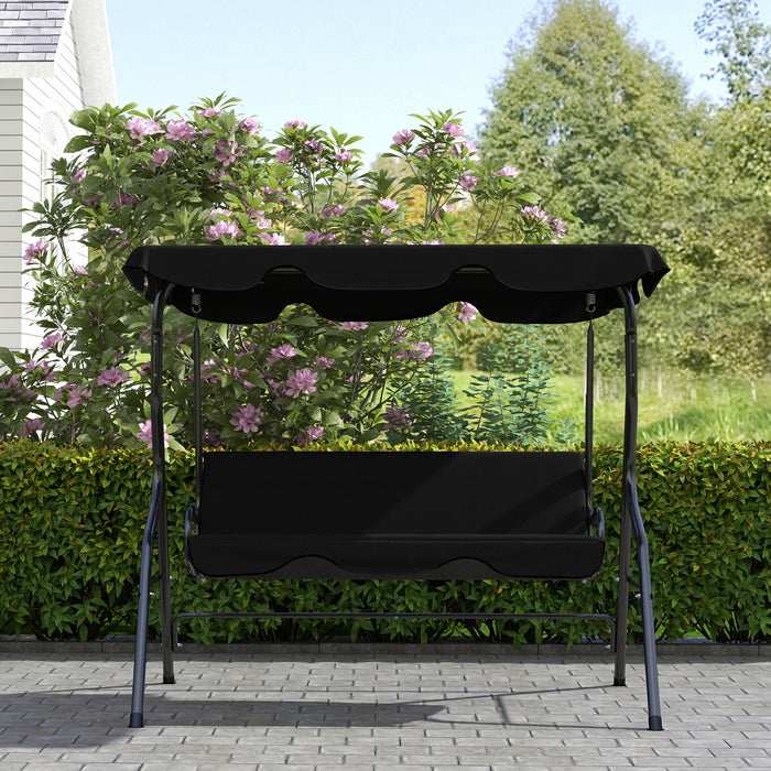 Outsunny 3-Seat Patio Swing, Outdoor Swing with Adjustable Canopy