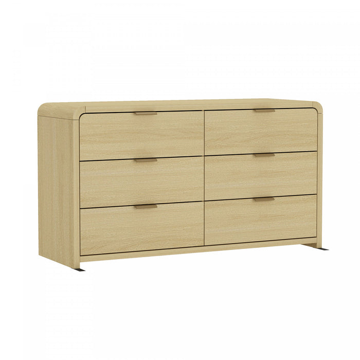 Grace Modern 60\" Dresser in Natural Oak (6-Drawer)