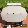 Costway 15FT Twin Patio Double-Sided Umbrella 48 Solar LED Lights Crank Outdoor Beige