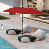 Costway 13 FT Large Patio Umbrella with LED Solar Lights Crank Handle 12 Heavy-Duty Ribs Wine