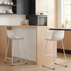 HOMCOM Modern Bar Stools Set of 2, PU Leather Upholstered Barstools, White