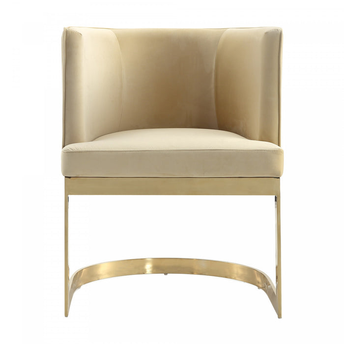 Aura Modern Velvet Metal Dining Chair in Sand - Set of 2