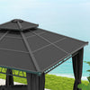 Outsunny 9' x 10' Double Roof Hardtop Gazebo with Nettings Curtains Black