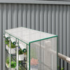 Outsunny Lean-to Mini Greenhouse W/ 3 Tier Shelves, 3 Roll-up Doors, White|Outsunny Mini Serre Adossee Avec 3 Etageres, 3 Portes Enroulables, Blanc