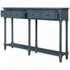 Phyllis Solid Wood Console Table With Drawers And Bottom Shelf - Antique Navy | Table Console Phyllis En Bois Massif Avec Tiroirs Et Etagere Inferieure - Bleu Marine Antique
