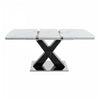 Liam Modern Rectangle Stretchable Dining Table with X-Shape Legs and Metal Base,Black | Liam Table a manger rectangulaire moderne extensible avec pieds en X et base en metal, noir