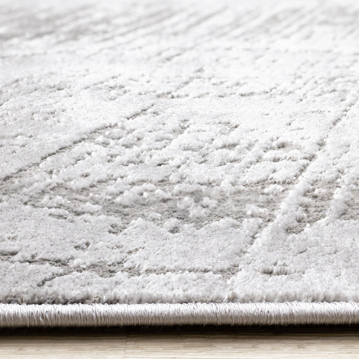 Hudson Grey Cream Distressed Brushstrokes Rug, 6'7\" x 9'6\" Indoor Area Rug