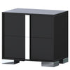 Nova Elegant Nightstand with Metal Foot and Mirrored Drawers, Black | Nova Table de Nuit Elegante avec Pied Metallique et Tiroirs Miroir, Noir