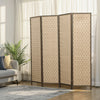 HOMCOM Handwoven 4 Panel Privacy Screen, 6 FT Folding Room Divider, Brown