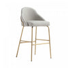 Gracie Modern Metal Upholstered Barstool in Stone Gray and Gold - Set of 3 | Tabouret de bar moderne en metal Gracie avec revetement en tissu, gris pierre et or - Lot de 3