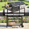 Outsunny Dual Fuel BBQ Grill, Charcoal and 2+1 Gas Burner Barbecue Grill with Wheels, Warming Rack, Shelves, Thermometer, Bottle Opener, Outdoor Barbeque for Backyard Patio, Black