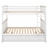 Brady Solid Wood Convertible Full Bunk Bed With Drawers - White Lit Superpose Convertible Brady En Bois Massif, Taille Double, Avec Tiroirs - Blanc