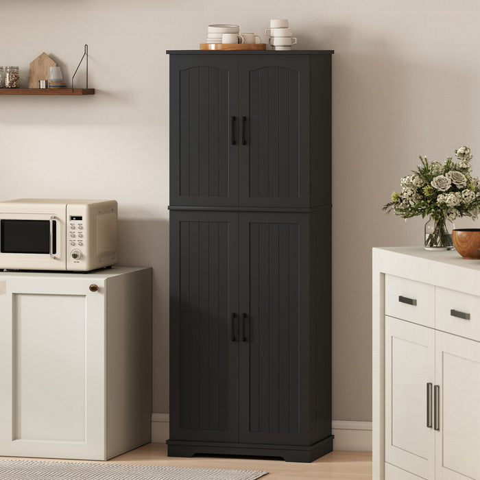 HOMCOM Pantry Cabinet, 64\" Storage Cabinet with Adjustable Shelves, Black