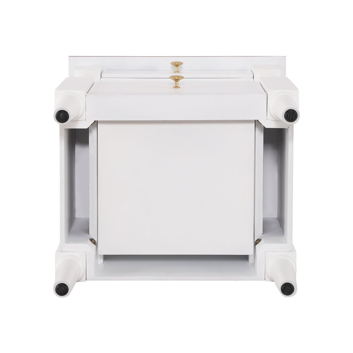 Aspen Nightstand Set of 2 with Drawers and Open Shelves, Milk White