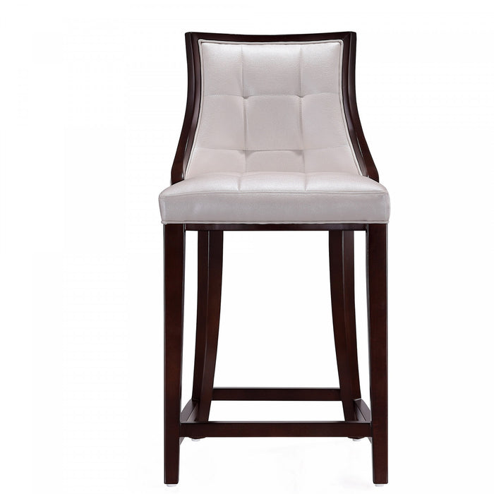 Fifth Avenue Traditional Wood Upholstered Counter Stool in Pearl White - Set of 2