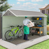 Outsunny 12' x 5.5' Metal Garden Storage Shed with Lockable Door, Grey