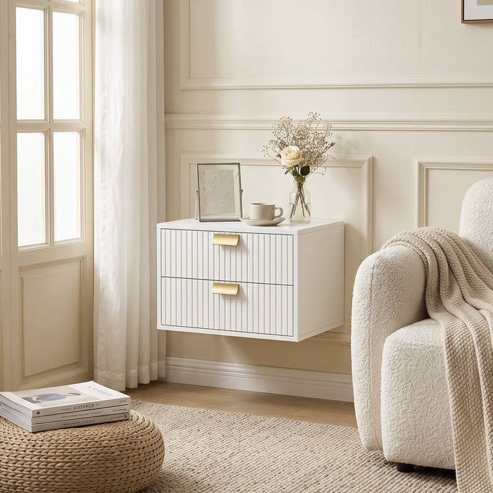 HOMCOM Modern Floating Nightstand Set of 2, Bedside Table, White