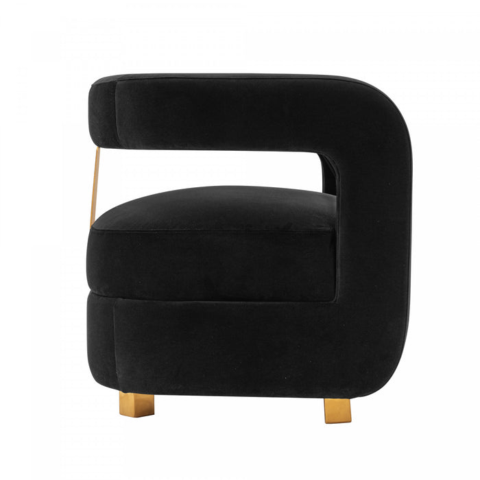 Amirah Modern Velvet Lounge Chair in Black - Set of 2