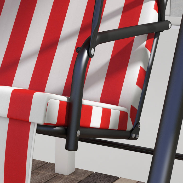 Outsunny 3-seat Patio Swing Chair With Adjustable Canopy Red