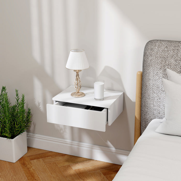HOMCOM Floating Nightstands Set of 2, Bedside Tables, White