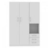 Lydia 47.2" 2-doors Wooden Wardrobe Storage With Shelves And 3 Drawers - White | Armoire De Rangement Lydia En Bois De 47,2" Avec 2 Portes, Etageres Et 3 Tiroirs - Blanche