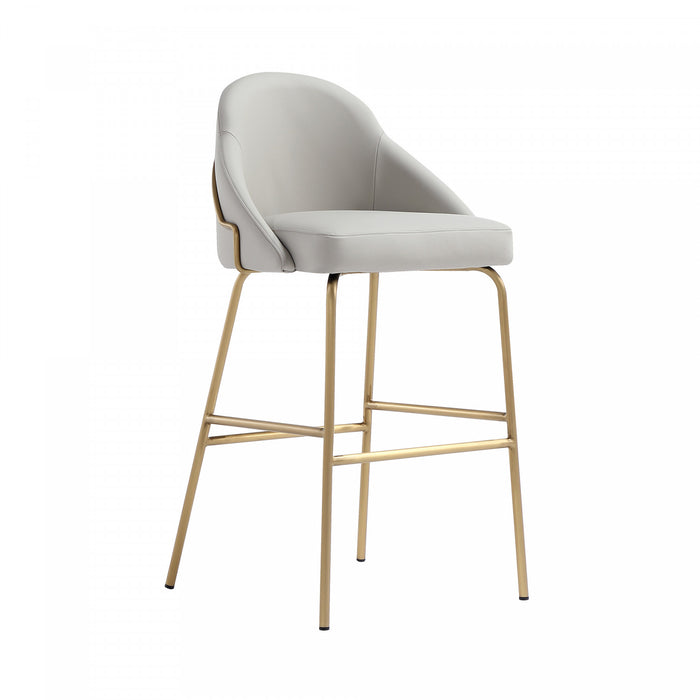 Gracie Modern Metal Upholstered Barstool in Stone Gray and Gold - Set of 2