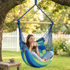 Outsunny Hammock Chair, Swing Hanging Macrame Chair, Blue and Green