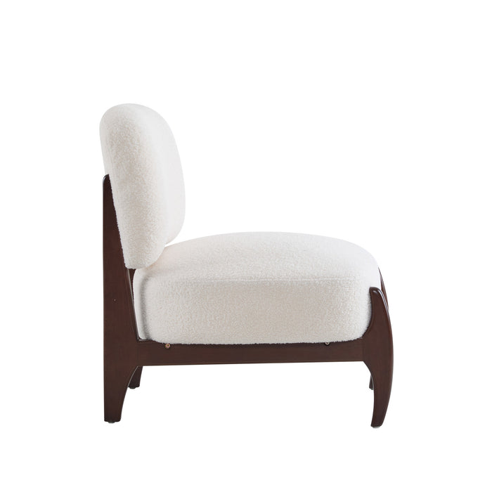 Coco Modern Boucle Lounge Chair with Solid Wood Frame, Beige