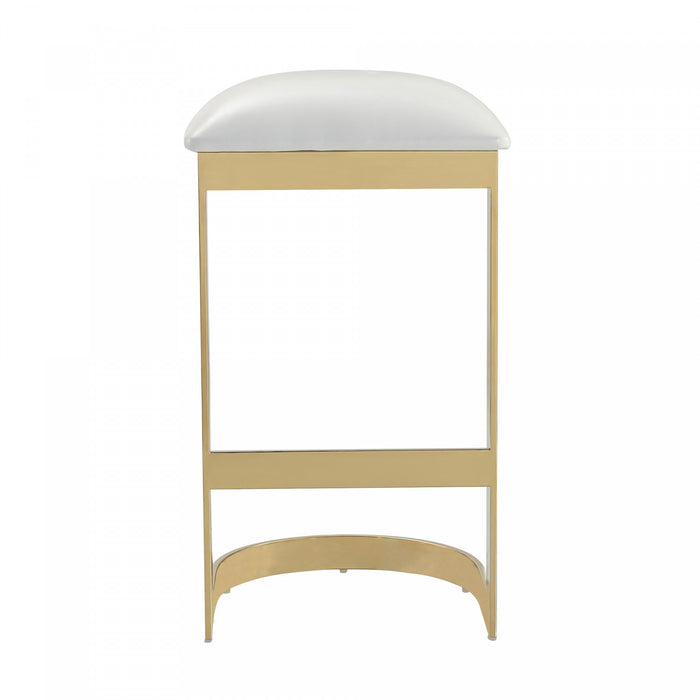 Aura Modern Metal Upholstered Barstool in White - Set of 2 Bar Stool
