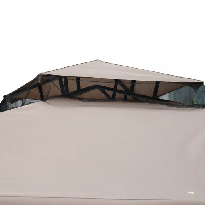 Outsunny 10' X 10' Patio Gazebo Outdoor Pavilion 2 Tire Roof Canopy Shelter Garden Event Party Tent Yard Sun Shade Steel Frame W/ Mosquito Netting, Brown