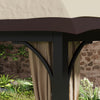 Outsunny 11' x 13' Double Roof Gazebo With Netting & Curtains, Khaki