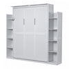 Aiden Murphy Bed with Shelves and LED Lights,Queen Size,White Queen Bed | Aiden Lit escamotable Murphy avec etageres et eclairage LED, taille Queen, blanc