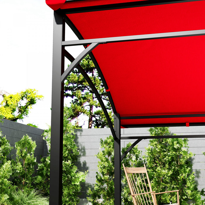 Outsunny 7' X 5' Bbq Grill Gazebo Tent With Steel Frame Hooks Wine Red