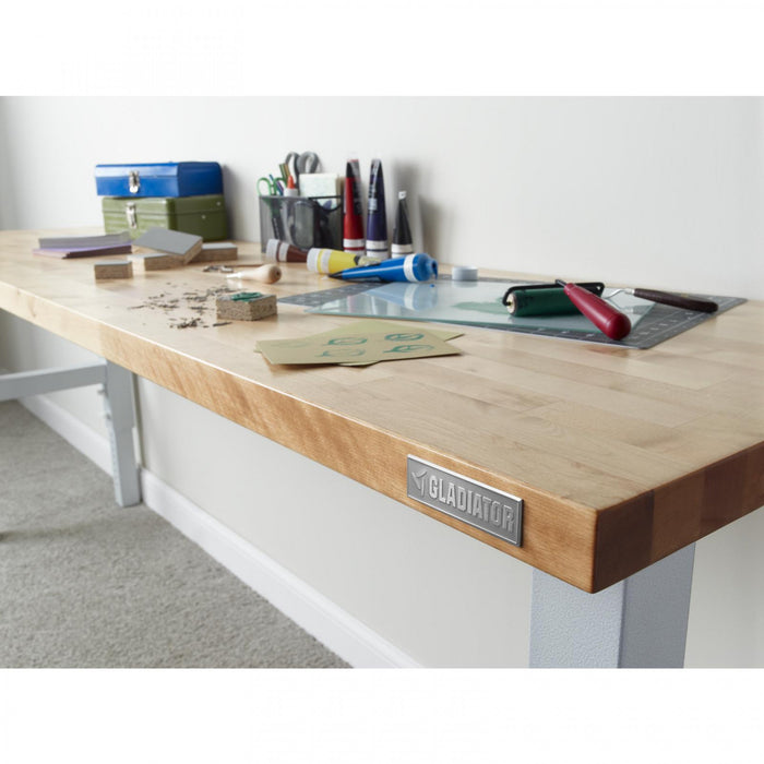 Gladiator 4' Adjustable Height Hardwood Workbench - Hammered Granite
