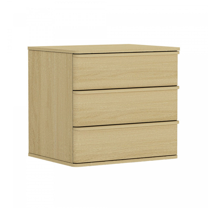 Molly Modern 26\" Nightstand in Natural Oak (3-Drawer)