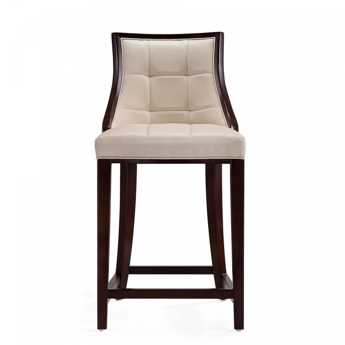 Fifth Avenue Traditional Wood Upholstered Counter Stool in Cream - Set of 3