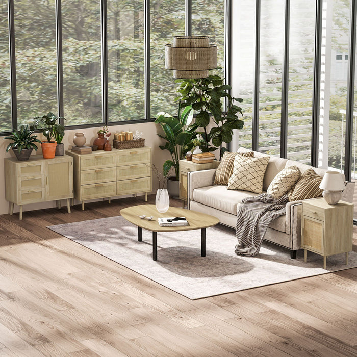 HOMCOM Bedside Table Set of 2 with Storage Drawer for Bedroom Living Room