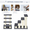 Pawhut 4 Tier Pet Stairs Dog Cat 4 Steps Kitty Scatching Post Cat Scratch Furniture Dark Grey|Pawhut Escalier A 4 Niveaux Pour Animaux De Compagnie Chien Chat 4 Marches Kitty Poteau A Gratter Ch