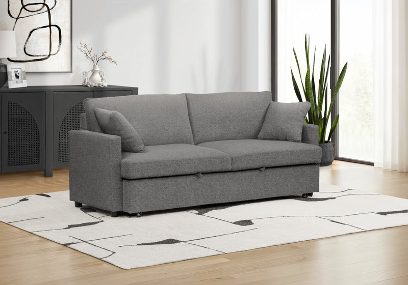 Sleeper Sofa, 78\" Length, Convertible Sofa Bed, Light Grey Fabric, Contemporary, Modern Sleeper Sofa