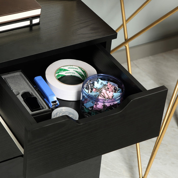 Homcom Mobile Filing Cabinet, 3 Drawer File Cabinet On Wheels