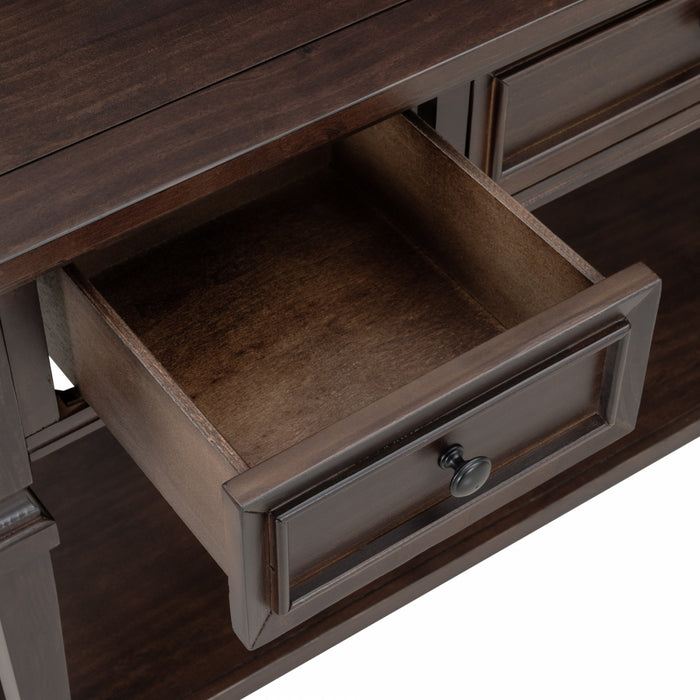 Sabina Solid Wood Console Table With 3 Drawers And Shelf - Espresso