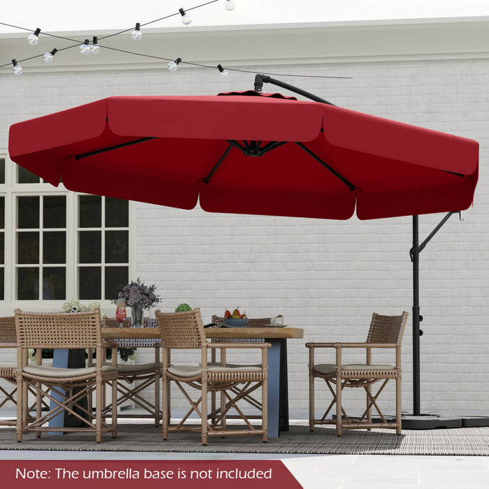Costway 10 FT Offset Hanging Umbrella Patio Cantilever Umbrella with Cover Red