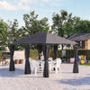 Outsunny 10' x 13' Outdoor Patio Gazebo w/ Steel Frame, Curtains, Dark Grey