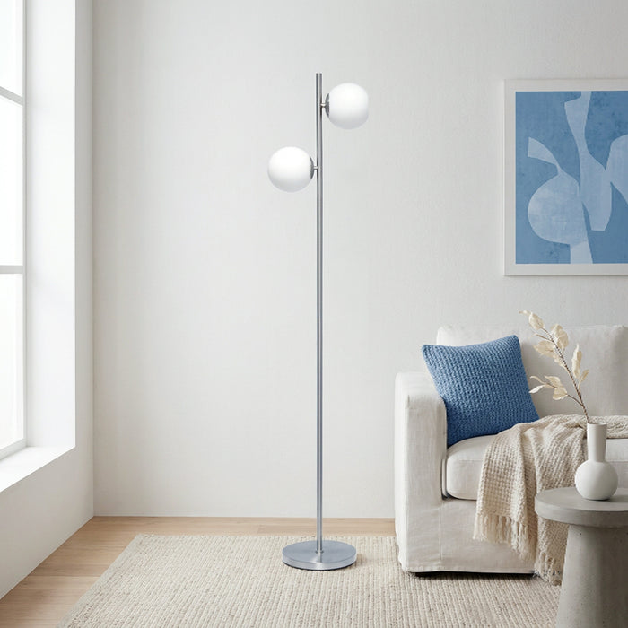 Liam Modern 2 Light Floor Lamp, Brushed Nickel, 66\"H