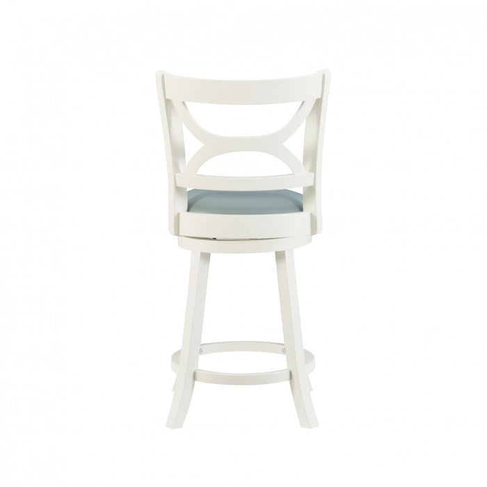 Sawyer Faux Leather Counter-Height Stool - Cream and Blue