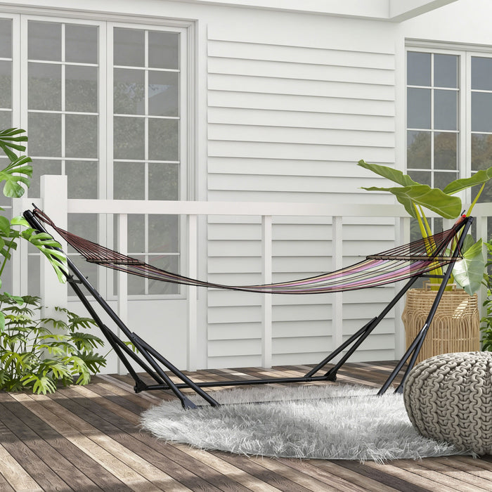 Outsunny Foldable Hammock Stand, 2-in-1 Hammock Chair Stand Only, Black