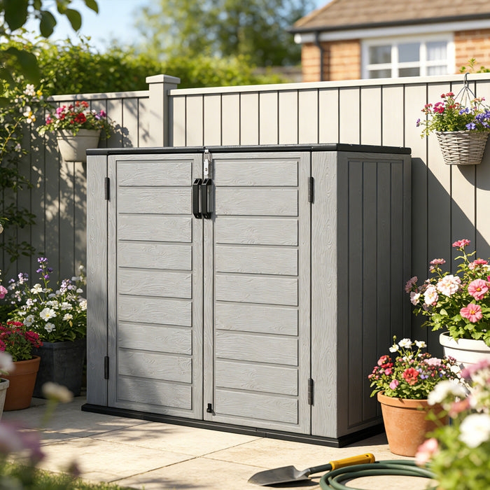 Outsunny 33 Cu.ft Outdoor Storage Shed, Waterproof Storage Cabinet, Grey