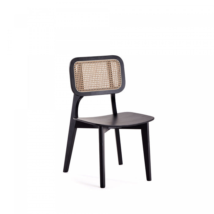 Versailles Industry Chic Wood Dining Chair in Black and Natural - Set of 4