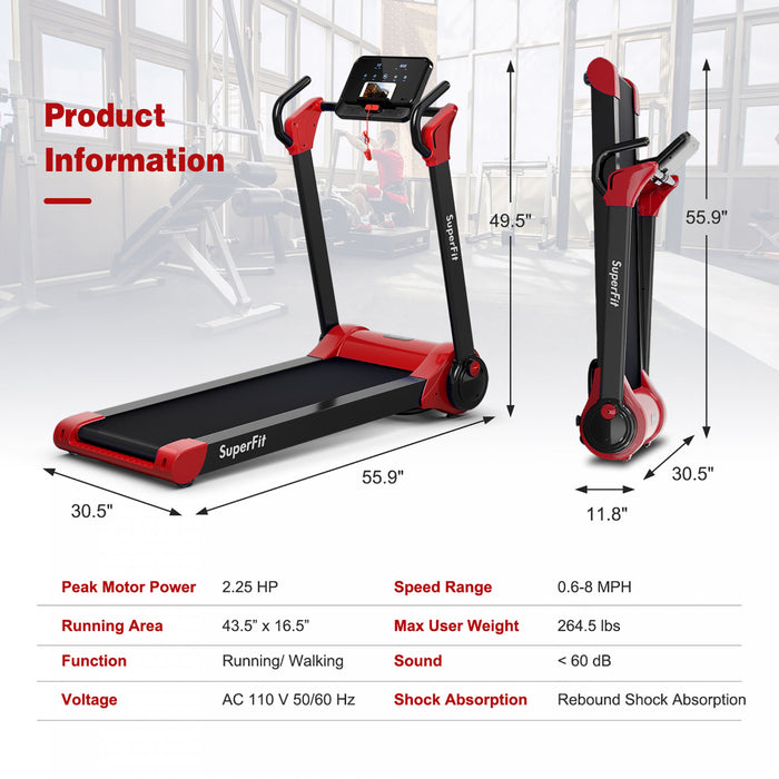 Superfit Folding 2.25hp Electric Treadmill Running Machine App Control Bluetooth