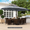 Costway 15.5 FT Extra-Large Patio Umbrella with LED Solar Lights & 12 Heavy-Duty Ribs Gray